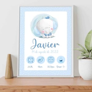 Lámina de Nacimiento Elefante azul