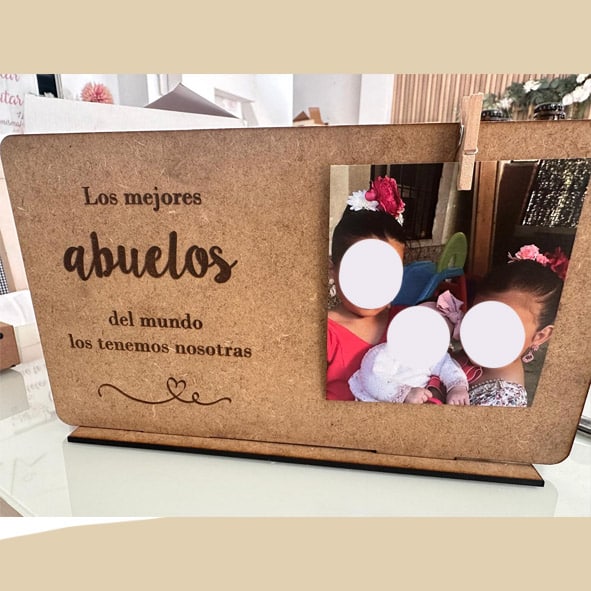 Placa madera con foto