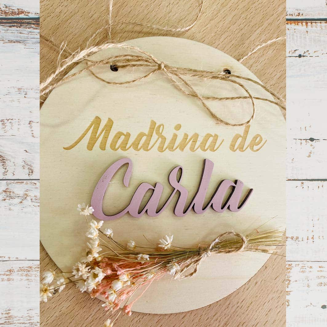 Placa de Madera con flores