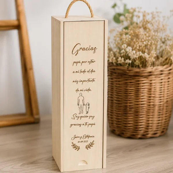 Caja de vino grabada