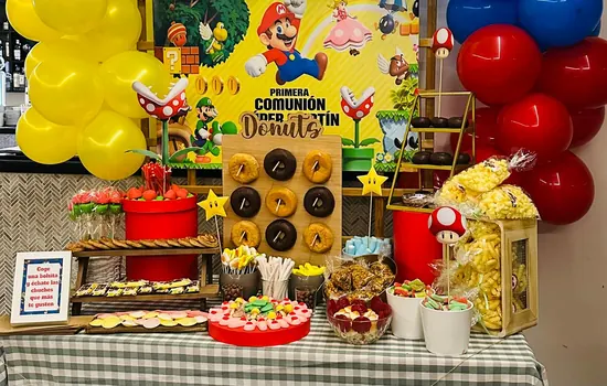 mesa dulce mario bros para comunión